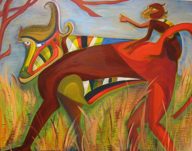 A baboon mother and child by Erika Gerber Halter Baboon mother and child